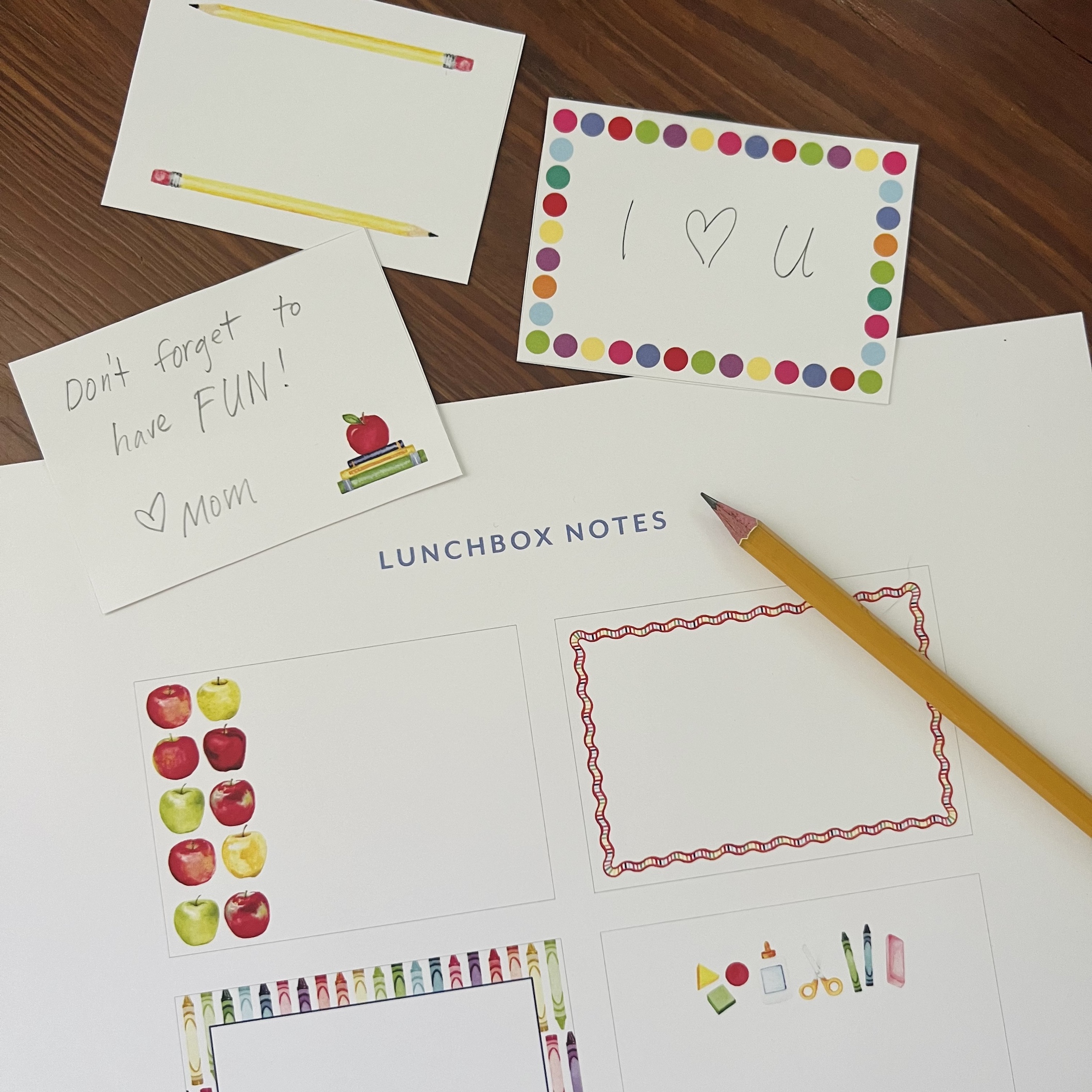 Back-to-School Lunch Box Note Printables